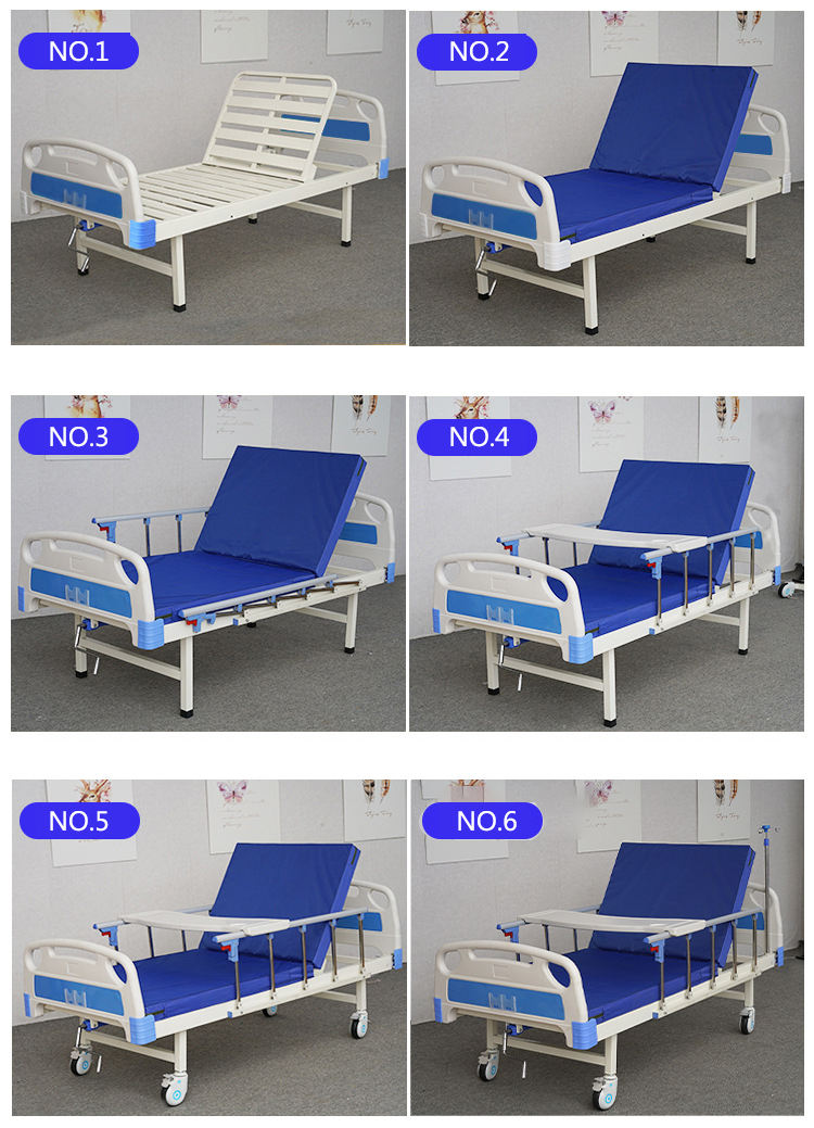 China Hospital Furniture Equipment Care de saúde Aço 2 Manual de manivela Dois Funções Casas de Hospital Preço do leito médico para idosos