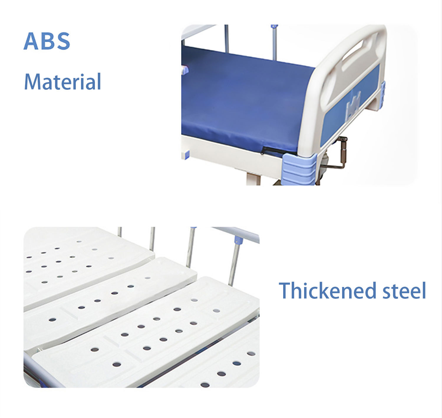 2 Caminhão de manivela Cama manual de enfermagem ajustável com colchão para atendimento ao paciente do hospital