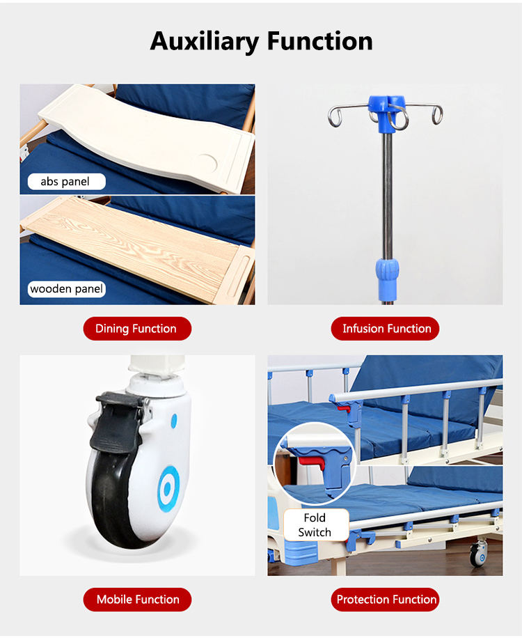 China Hospital Furniture Equipment Care de saúde Aço 2 Manual de manivela Dois Funções Casas de Hospital Preço do leito médico para idosos