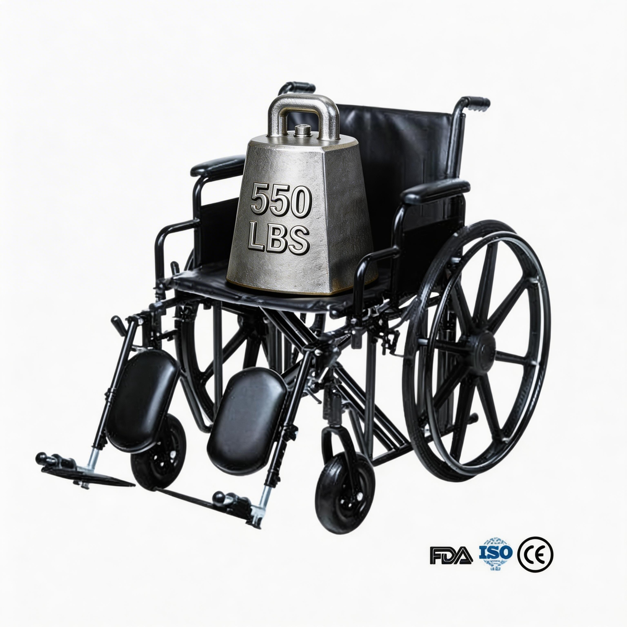 BME4618 Cadeira de rodas manual bariátrica de alta capacidade de 28 polegadas | Carga máxima de 500 libras