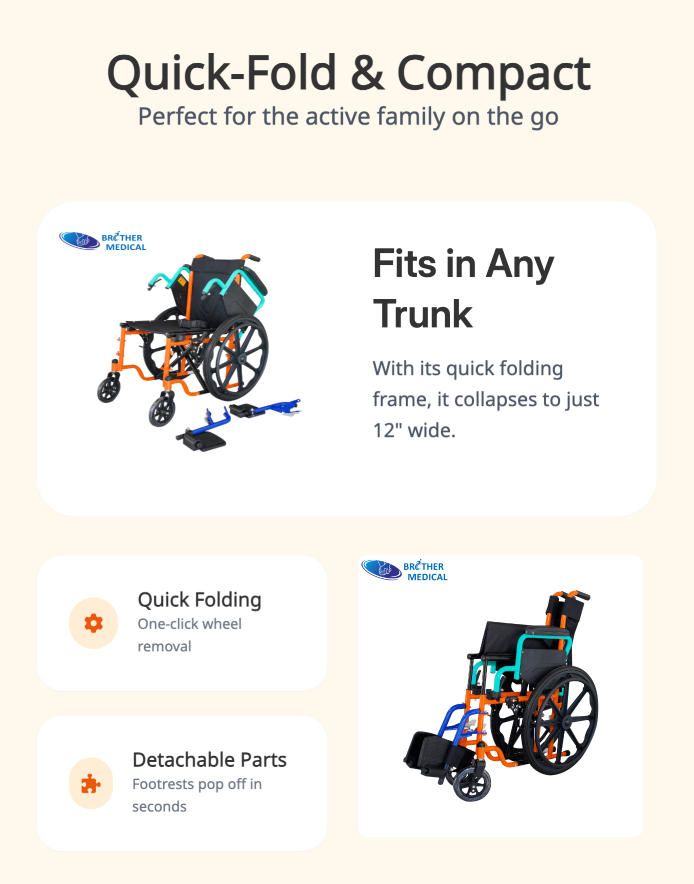 cadeira de rodas pedi&aacute;trica Quick Fold - Brother Medical