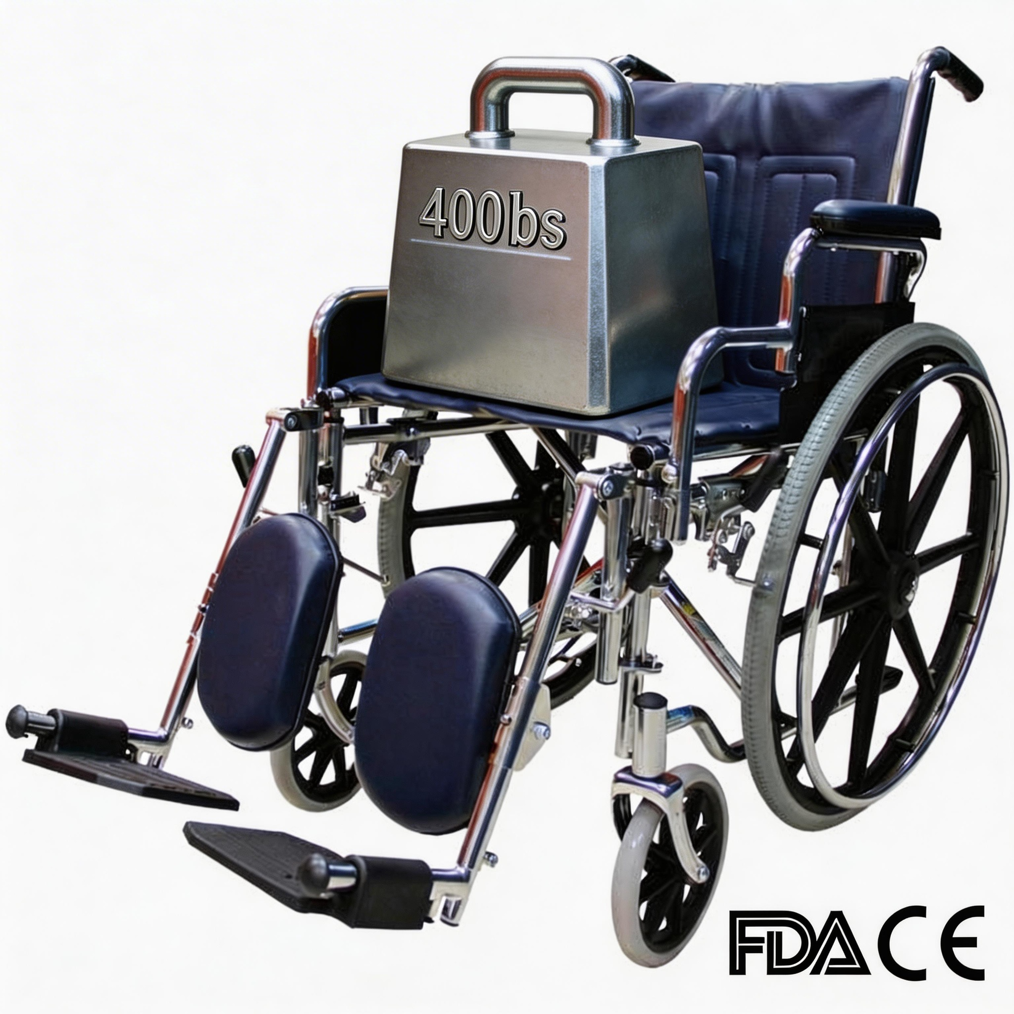 Cadeira de rodas bariátrica cromada BME4618 - mobilidade para serviços pesados ​​de 400 libras