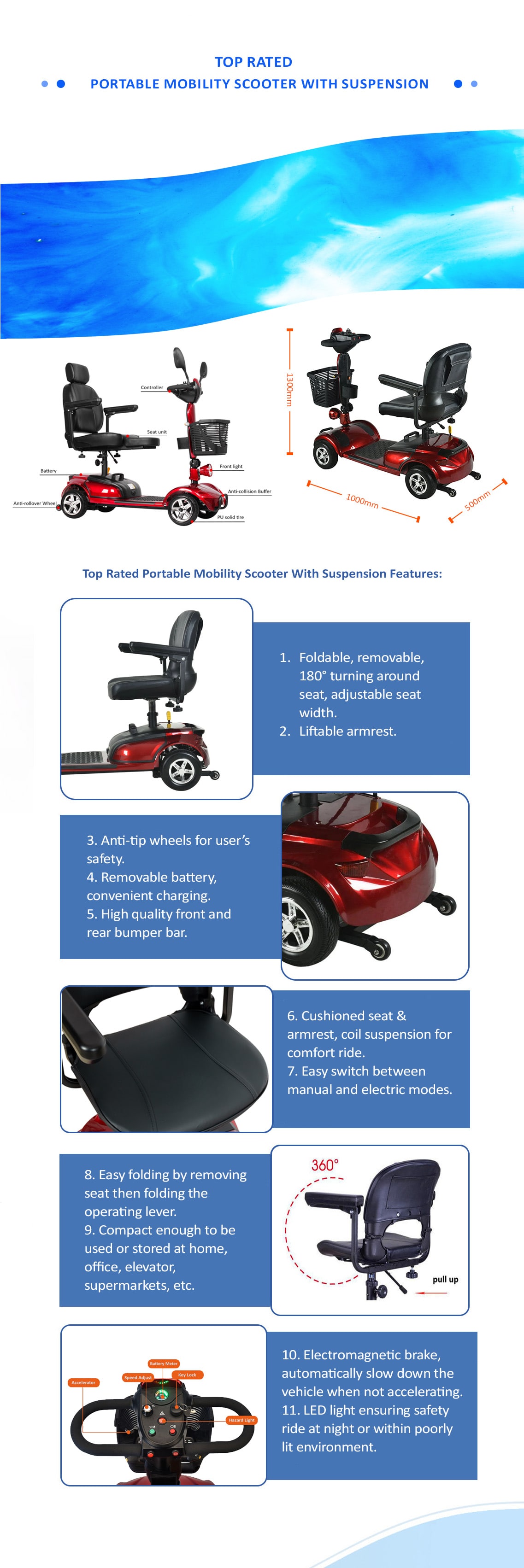 Especifica&ccedil;&atilde;o da scooter de mobilidade BME03