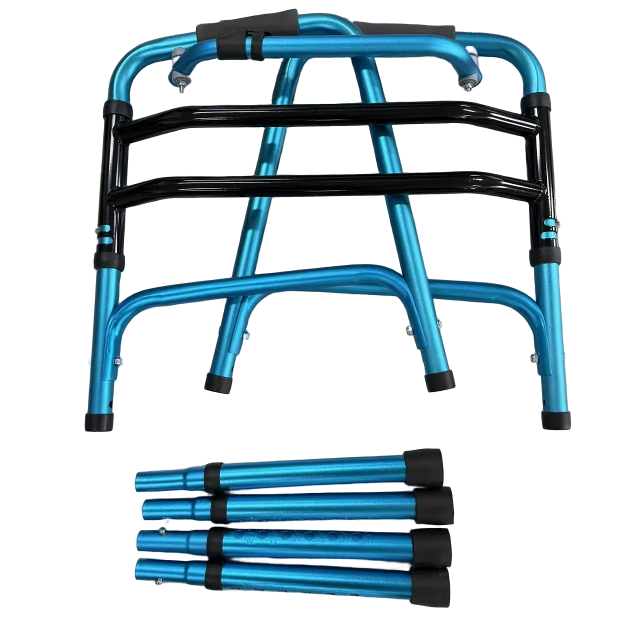 Andador de alumínio azul com pernas removíveis