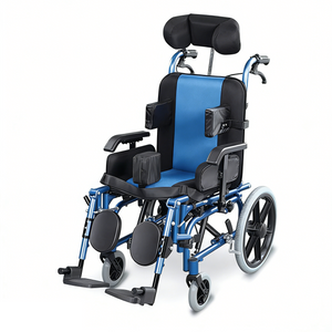 Cadeira de rodas pediátrica ajustável para paralisia cerebral | Auxílio à mobilidade de alumínio pronto para crescimento (azul)