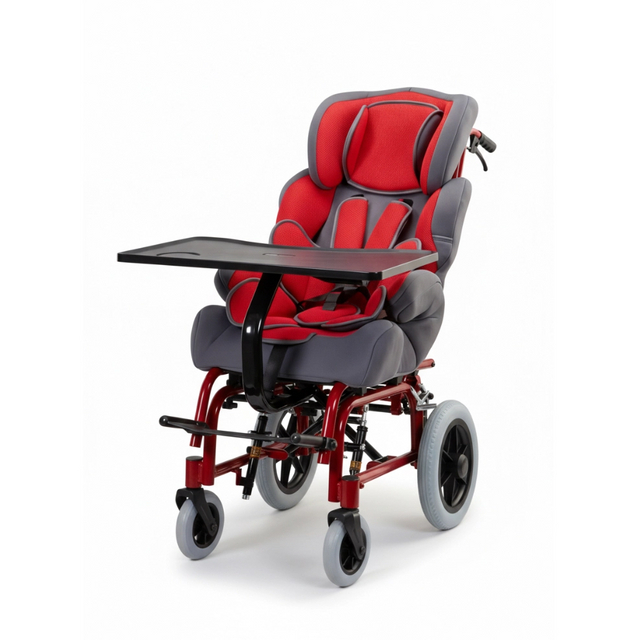 Cadeira de rodas com paralisia cerebral vermelha para bebê