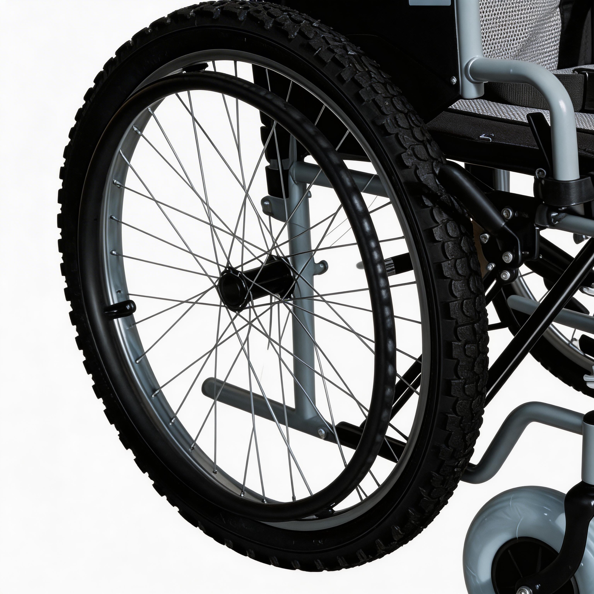 Cadeira de rodas manual todo-o-terreno com pneus gordos por atacado | Rodas traseiras personalizáveis ​​e estrutura de aço resistente