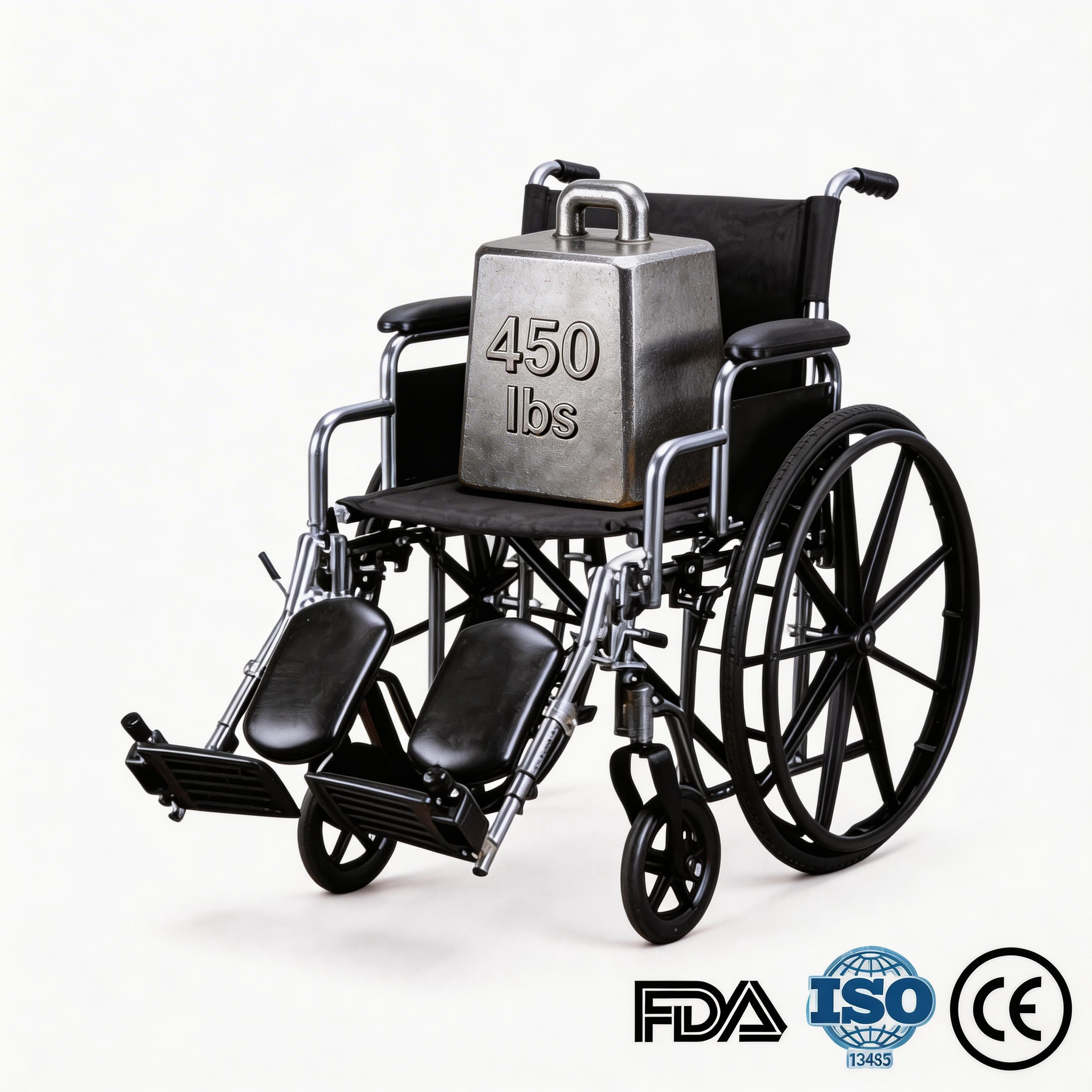 BME4618 Cadeira de rodas manual bariátrica de alta capacidade de 24 polegadas | Carga máxima de 400 libras