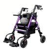 BME888 Cadeira de transporte bariátrica 2 em 1 para serviço pesado com capacidade de 450 libras e assento largo acolchoado e apoio para os pés dobrável