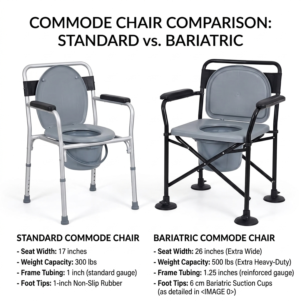 cadeira higi&ecirc;nica de cabeceira padr&atilde;o vs bari&aacute;trica