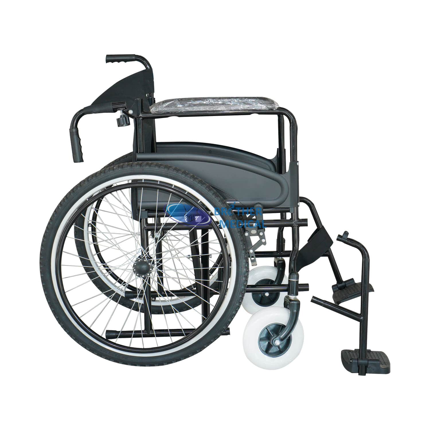 Cadeira de rodas manual dobrável para pneus gordos para reabilitação