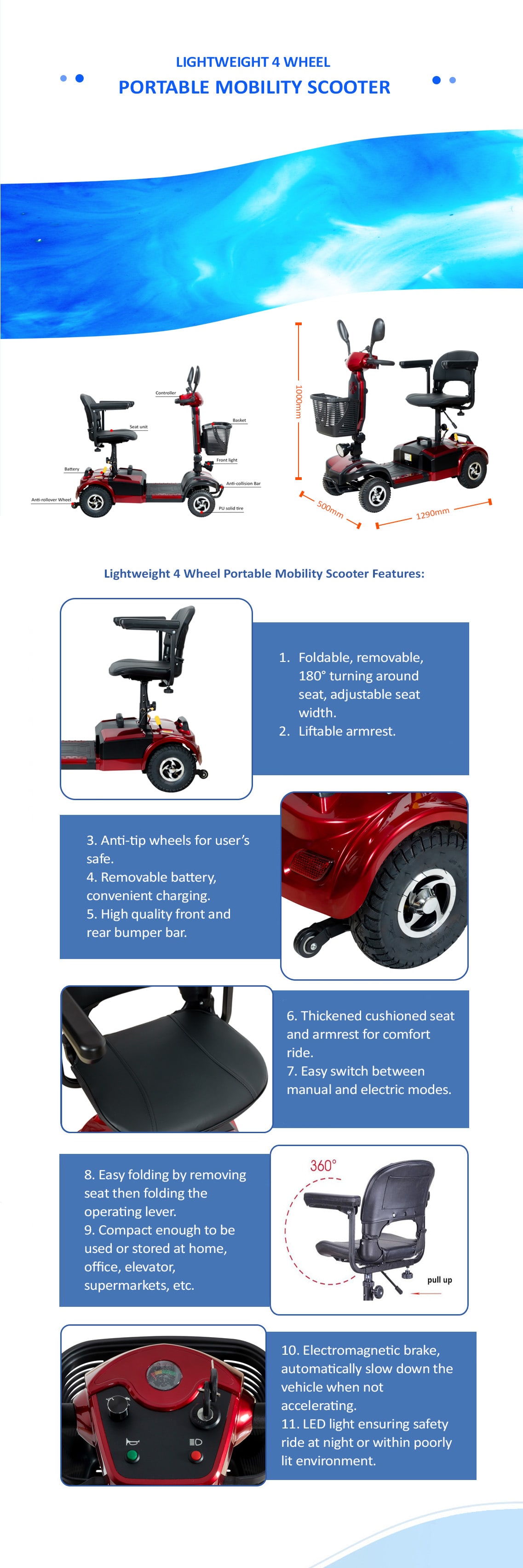 Descri&ccedil;&atilde;o da scooter de mobilidade BME05