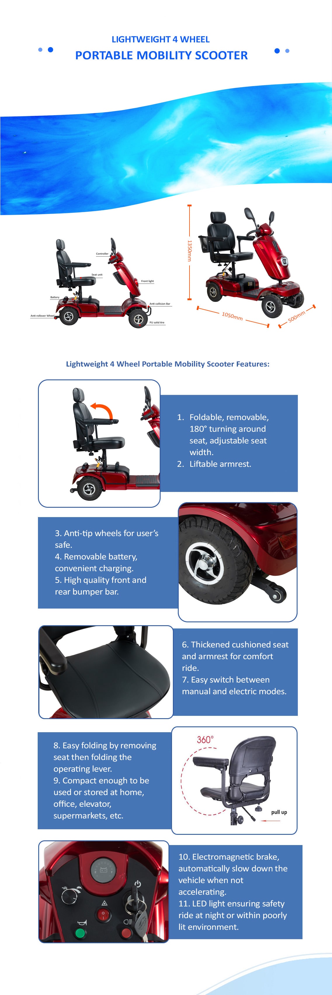 Especifica&ccedil;&atilde;o do scooter de mobilidade de quatro rodas BME4602