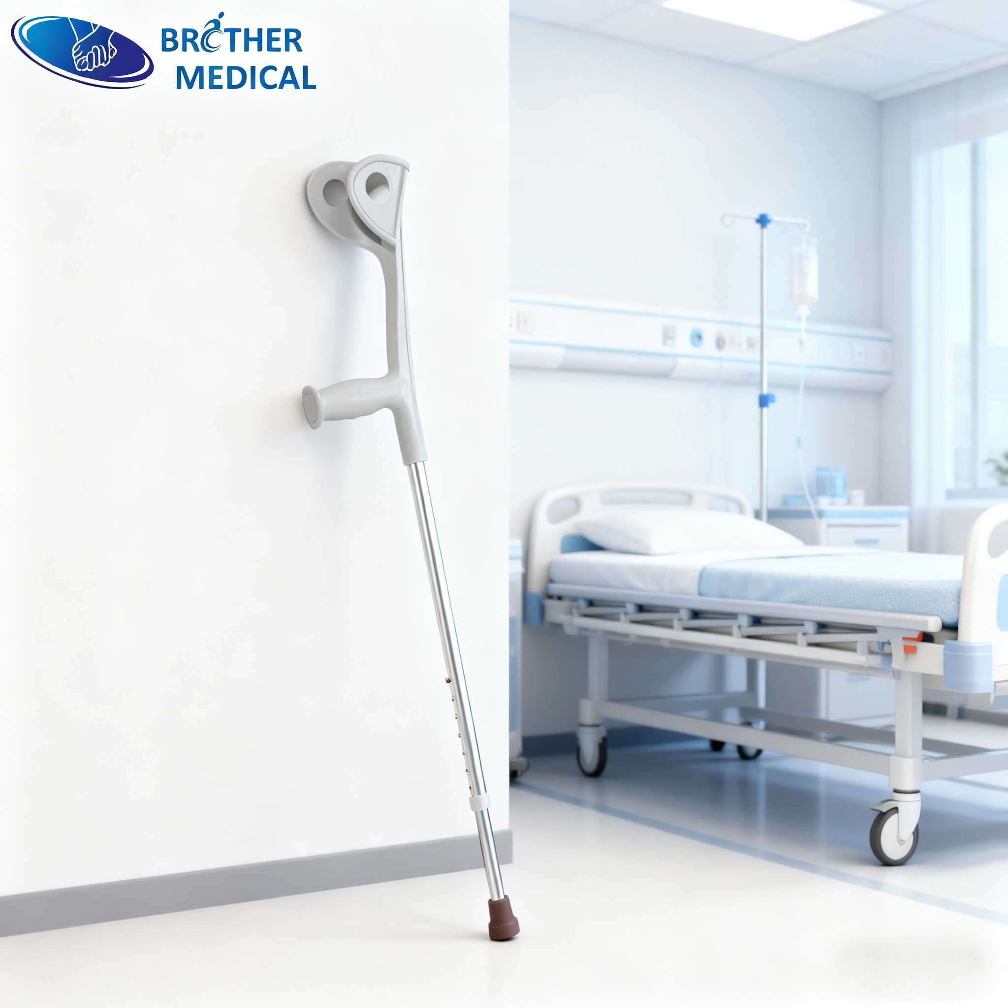 Muleta de cotovelo de alum&iacute;nio no hospital